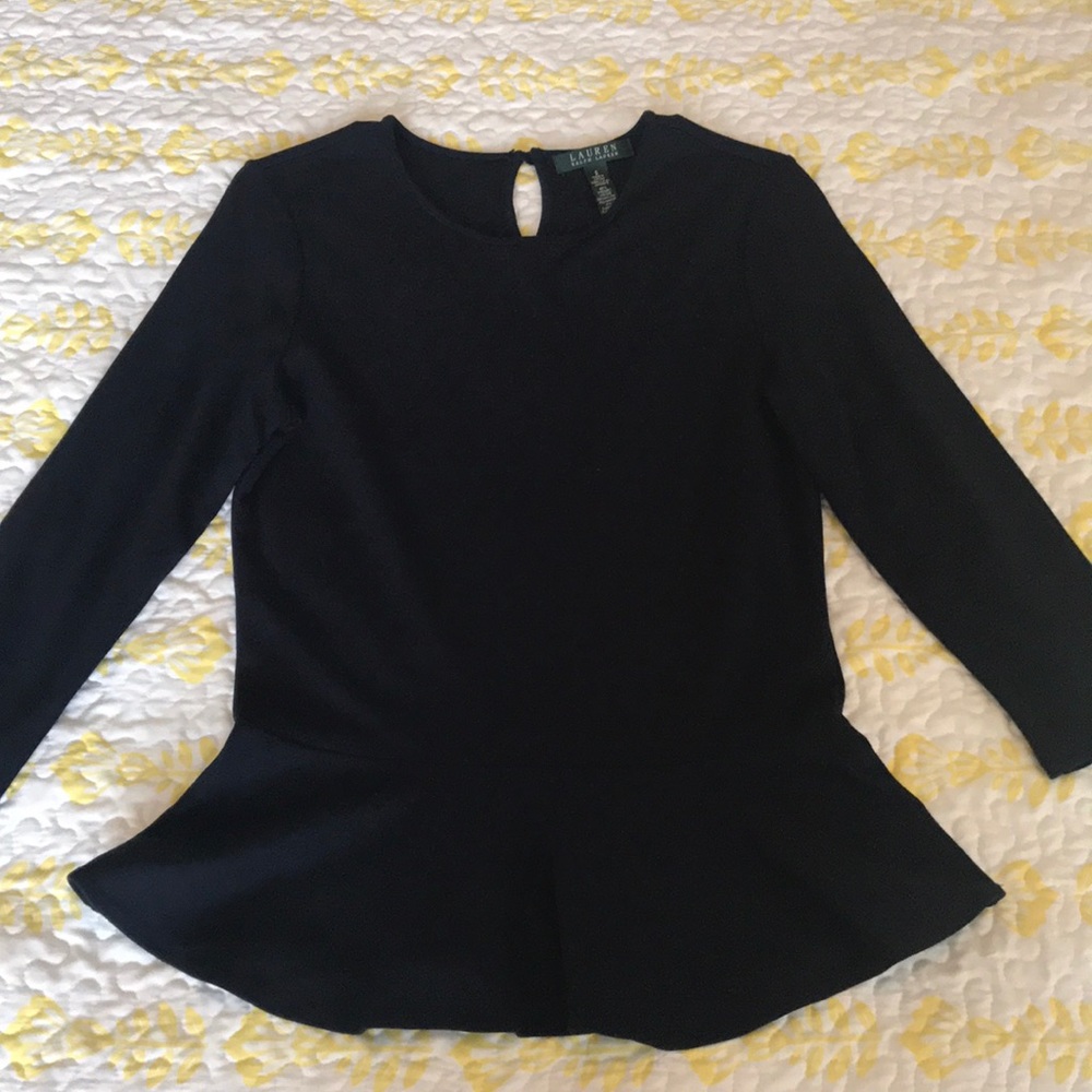Ralph Lauren Navy Blue Peplum Blouse